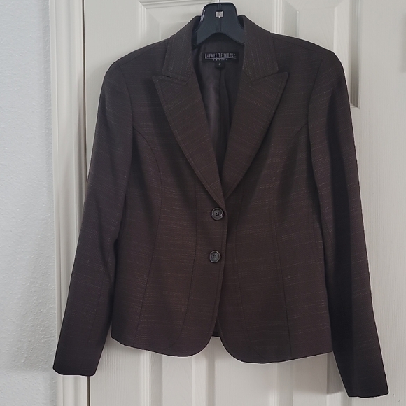Lafayette 148 Petite Jackets & Blazers - Vintage Lafayette 148 New York Petite Dark Brown Women's Blazer Sz 2